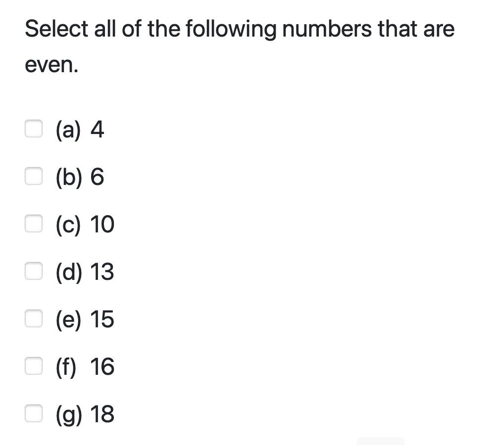 Multiple select answers